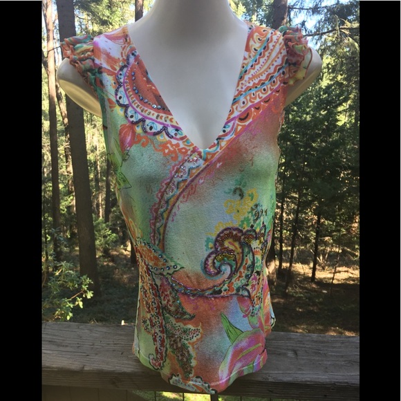 Alberto Makali Tops - Alberto Makali multi color paisley print blouse